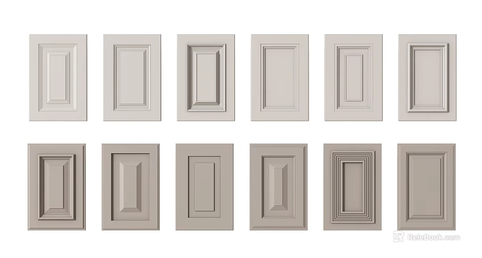 Various Styles Of Kitchen Cabinet Doors With Different Panel Designs 3d model 