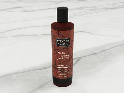 STENSBY Face and Body Moisturizer with Argan Oil in Brown Bottle on Marble Surface 3d model