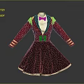 Game Movie Character Costume With Pink Sleeves Black Skirt Bow Tie And Golden Decorations