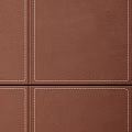 Brown Upholstered Bed Background Wall With Vertical Panels And Horizontal Base Design