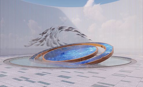 Modern City Sculpture Ocean Theme Sculpture 3d model