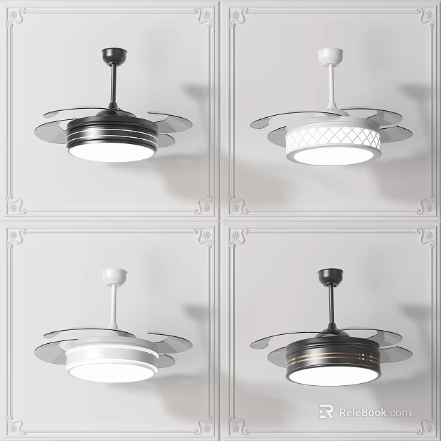 Ceiling Mounted Air Conditioner Fans in Various Colors with Sleek Modern Design 3d model 
