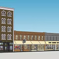 Commercial Complex With Diverse Architectural Styles And Multi Story Single Story Retail Shops