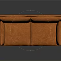 Orange Modern Two-Seater Sofa with Smooth Leather Surface and Black Legs in Interior