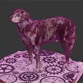 Brown and white spotted Dog standing on circular platform with gear and clock patterns 3d model