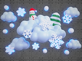 Christmas Ice and Snow Festival Clouds Snowman Wall Lighting Beauty Chen 3d model