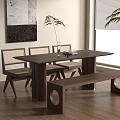 Modern Dining Table Chair Combination Dining Table Chair 3d model