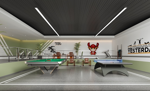 Fitness and leisure area Table tennis Billiards room 3d model