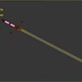 Medieval Weapon Sword Featuring Red Hilt Blue Blade And Cross Guard Design