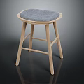 Light Wooden Bar Stool With Gray Cushioned Seat And Simple Modern Design