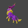 Colorful Game Movie Character With Purple Yellow Gradient Antlers And Starry Background