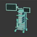 Medical Device Mobile Cart With Dual Monitors Multiple Shelves And Storage Drawers 3d model