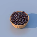 Fresh Dark Cherries in a Wicker Basket on Light Blue Background 3d model