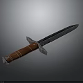 Vintage Dagger With Silver Blade And Brown Handle Featuring Red Stripes 3d model