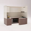 Modern Kitchen Interior With White And Wood Cabinets Wall Base Units Countertop Stove Oven