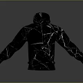 Stylish Black Hoodie Featuring Distinctive Cracked Pattern Design 3d model