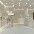 Stylish White Toned Clothing Store Interior With Mannequin Display Racks And Brown Curtains