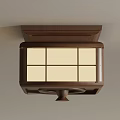 Classic Wooden Square Ceiling Light With Translucent Shade And Minimalist Design 3d model