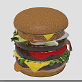 Delicious Double Patty Burger With Sesame Bun Cheese Lettuce And Tomato