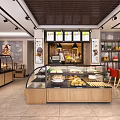 Bright Dessert Shop Interior With Glass Display Cases Fresh Bread And Pastries Wall Art
