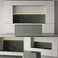 Modern Kitchen Interior With Sleek Grey White Cabinets And LED Strip Lighting 3d model