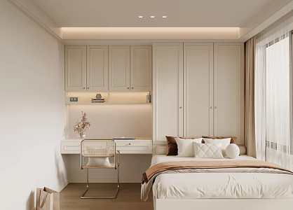 Modern Tatami Bedroom Cream Tatami Bedroom 3d model