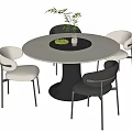 Modern Dining Table and Chair Combination Round Dining Table Dining Chair Single Chair 3d model