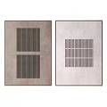 Modern Framed Abstract Paintings With Striped Patterns Grid Designs Light Gray Background And Dark Lines 3d model