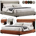 Modern Double Bed Design With Upholstered Headboard Neutral Bedding And Decorative Pillows