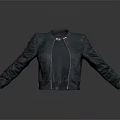 Stylish Black Leather Jacket Featuring Zipper Closure Metallic Buttons And Ruched Sleeves
