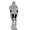 Game And Movie Robot Character With Mechanical Armor White Black Design And Blue Details