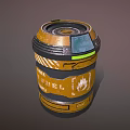 Yellow Black Fuel Storage Barrel Featuring Warning Stripes Digital Display Household Utility Container