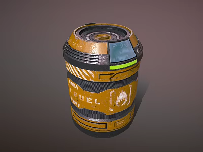 Yellow Black Fuel Storage Barrel Featuring Warning Stripes Digital Display Household Utility Container 3d model