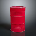 Red Metallic Oil Barrel With Vintage Design On Dark Reflective Background