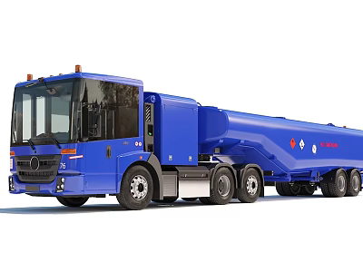 Blue Functional Tanker Truck With Cab Long Tanker Body And Multiple Wheels Design 3d model