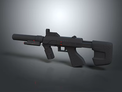 Futuristic Black Assault Rifle With Sleek Design Red Accents And Ergonomic Grip 3d model Futuristic Black Assault Rifle With Sleek Design Red Accents And Ergonomic Grip 3d model