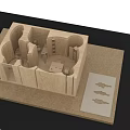Wooden Exhibition Booth Ornaments Architectural Model With Compartments Shelves And Small Furniture