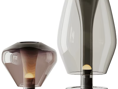 Modern Floor Lamps With Transparent Gradient Shades 3d model