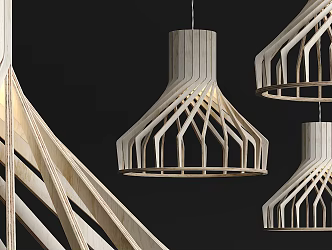 Nordic Chandelier Wooden Chandelier Combination 3d model