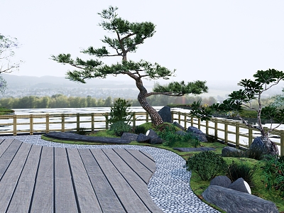 Modern courtyard landscape model