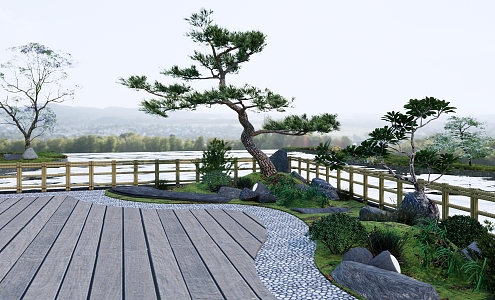 Modern courtyard landscape 3d model