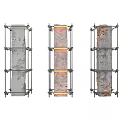 Structural Pillars Surrounded By Metal Frames Showing Gray Orange And Rustic Finishes