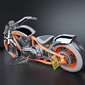Orange And Chrome Custom Motorcycle With White Rim Wheels And Sleek Body Design