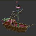 Modern boat small fishing boat cartoon fishing boat 3d model