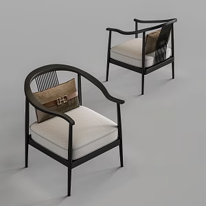 New Chinese style single chair 3d model