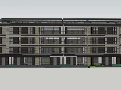 Modern Multi Storey Building Exterior With Glass Windows And Structured Facade 3d model
