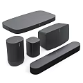 Modern Black Wireless Audio Speakers With Soundbar Subwoofer And Compact Designs