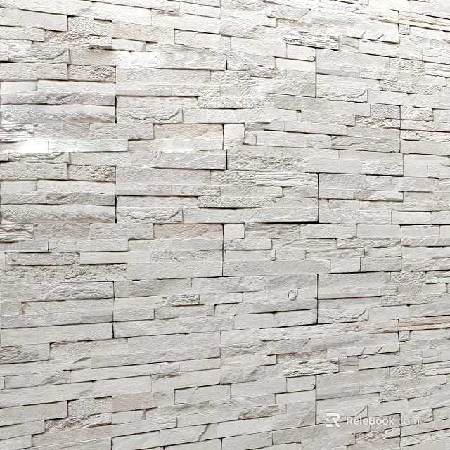 White Stone Wall Featuring Natural Textured Bricks in Modern Interior Design 3d model