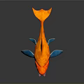Shark With Orange And Red Gradient Blue Fins Open Mouth Sharp Teeth On Dark Background