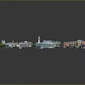 Urban City Building Model with Various Architectural Styles and Green Spaces Layout
